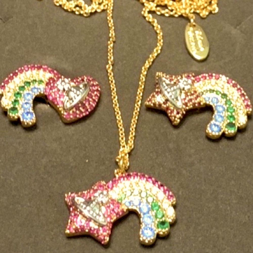 Vivienne Westwood Rainbow orb earrings and necklace Set